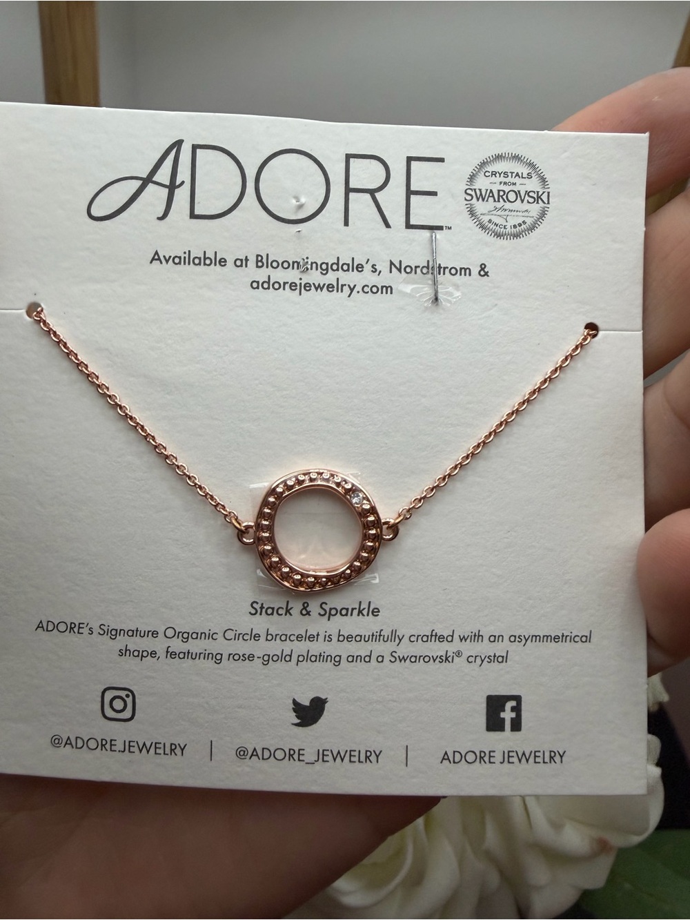 Adore Rose Gold Crystal Circle Necklace